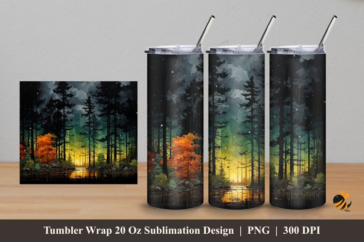 Rain In The Forest Tumbler Wrap Sublimation Design 5