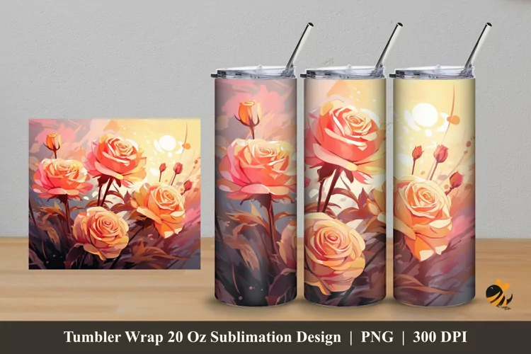 Senja Rose Tumbler Wrap Sublimation Design 5