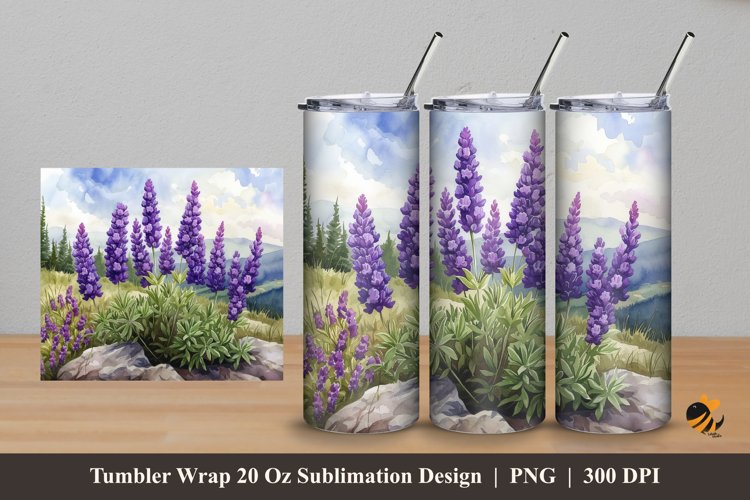 Lavender Flower Tumbler Wrap Sublimation Design 5 example image 1