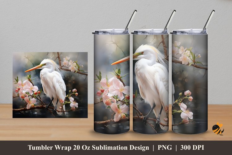 Ardeola Bird Tumbler Wrap Sublimation Design 5 example image 1