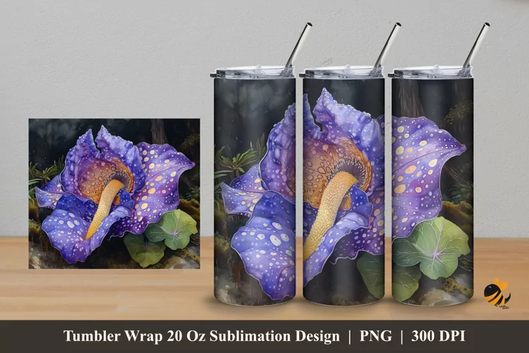 Pea Flowers Tumbler Wrap Sublimation Design 5