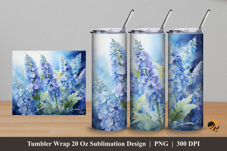 Delphinium Flowers Tumbler Wrap Sublimation Design 5