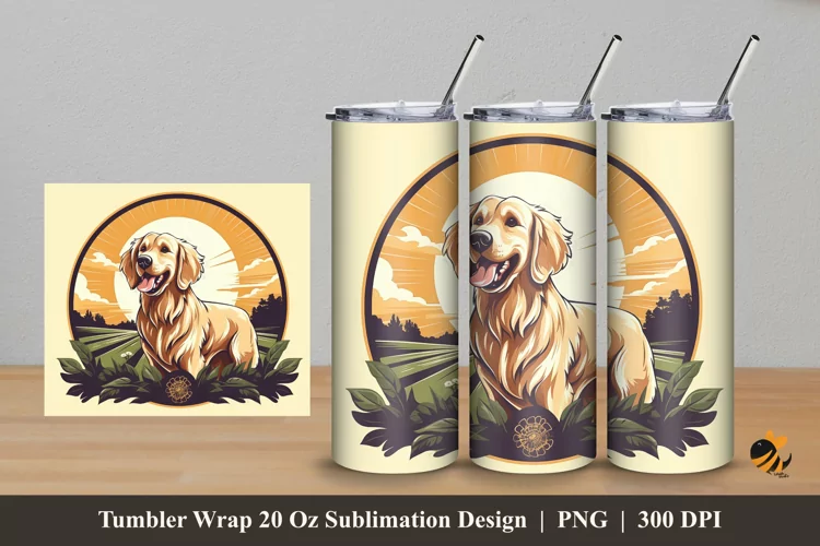 Happy Dog Tumbler Wrap Sublimation Design 5