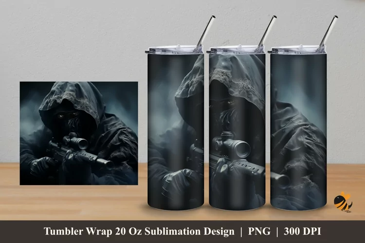 Sniper Tumbler Wrap Sublimation Design 5
