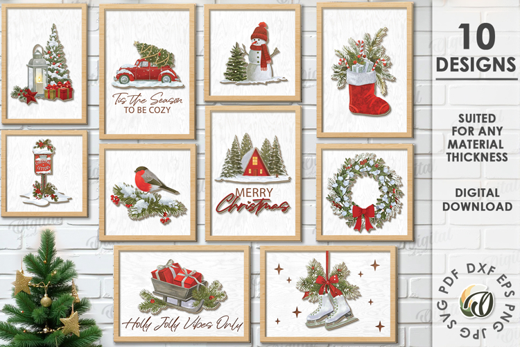 Christmas Wall Decors Bundle Laser Cut. Christmas Decor SVG