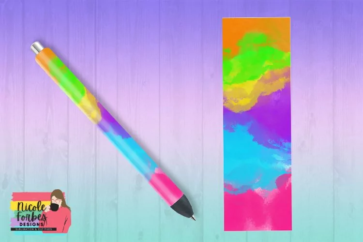 Rainbow Color Pour Pen Wrap Sticker
