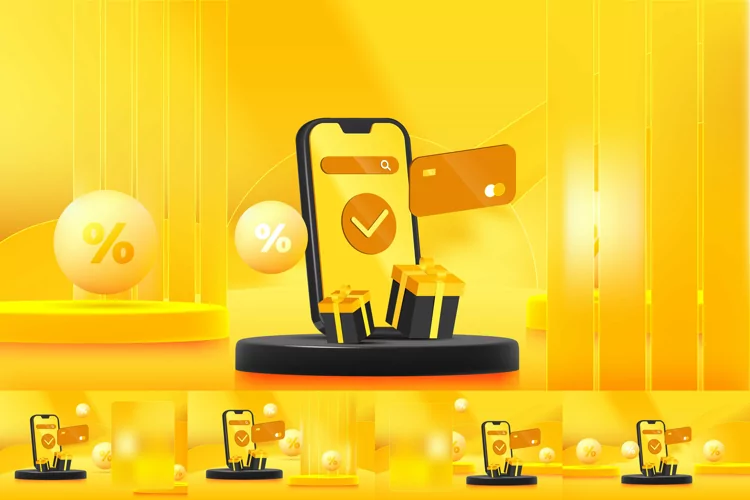 Vector 3D Online Shopping Consept Illustrations
