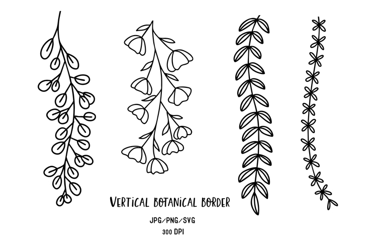 Vertical Botanical Line Art Borders Set