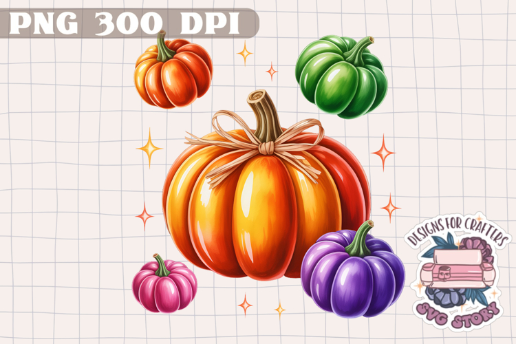 Autumn Pumpkin Sublimation design Fall Decorative Color PNG