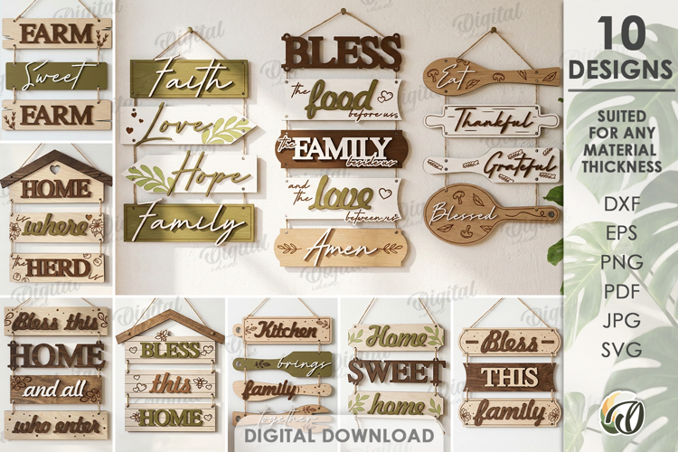 Rustic Wall Decors Bundle Laser Cut. Wall Hanger SVG