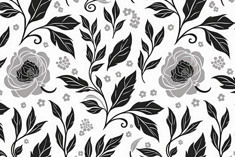 Gray Black Floral Pattern Background