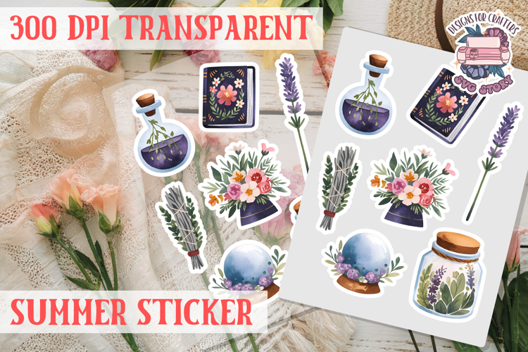 Summer sticker Cute flowers Love Picnic Beach Spring
