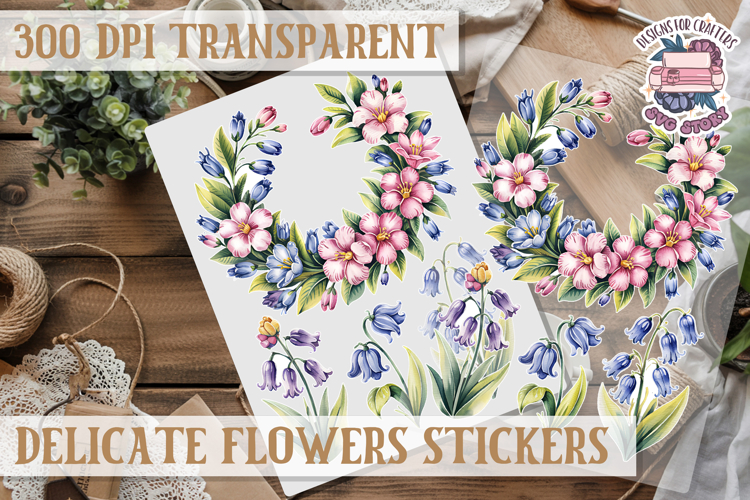Summer sticker Delicate Scrapbook PNG Flowers Botanical