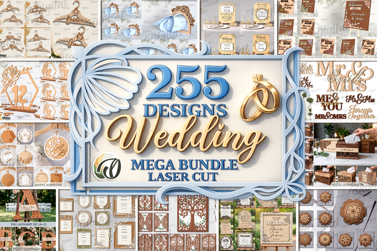 3D Wedding Mega Bundle Laser cut. Wedding decoration SVG