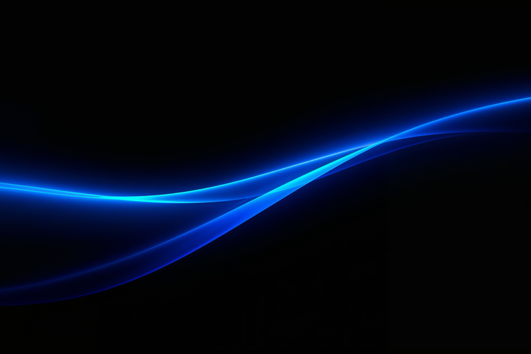 Abstract Blue Glowing Light Wave on a Black Background