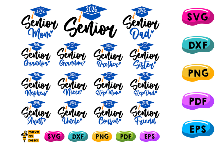 Senior 2026 Family Bundle Svg, Png, Graduation Mom, Dad,Aunt
