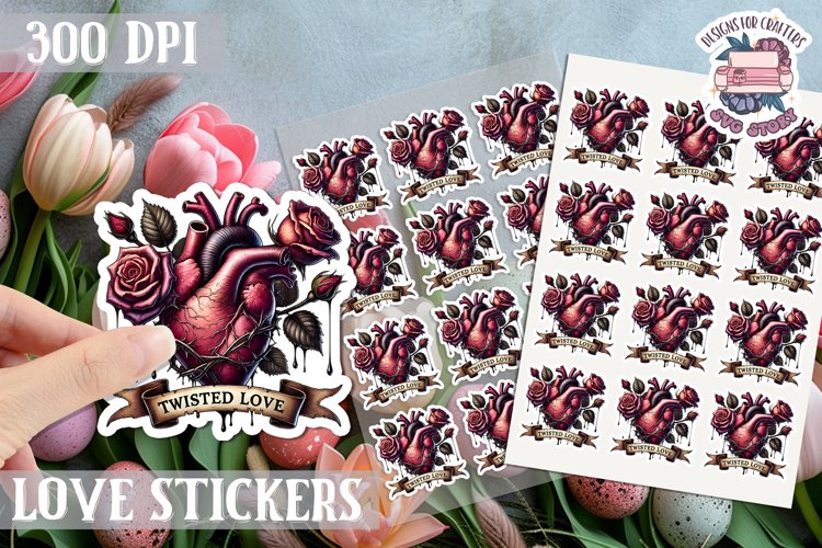 Love sticker Sheet Valentine Day Lovers Gothic Skull PNG