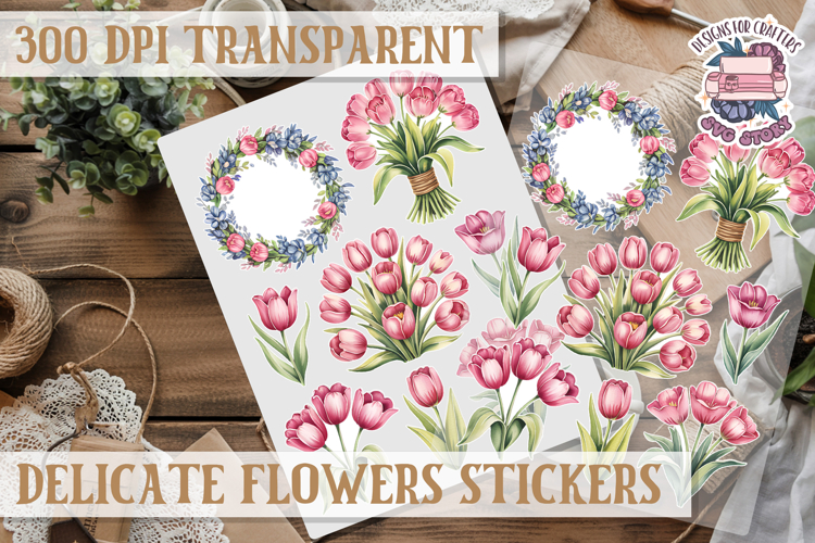 Summer sticker Delicate Scrapbook PNG Flowers Botanical