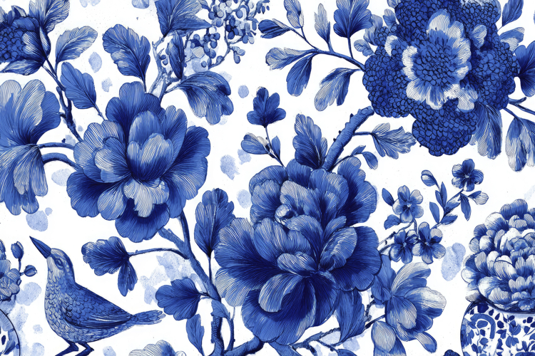 Blue And White Floral Pattern Background