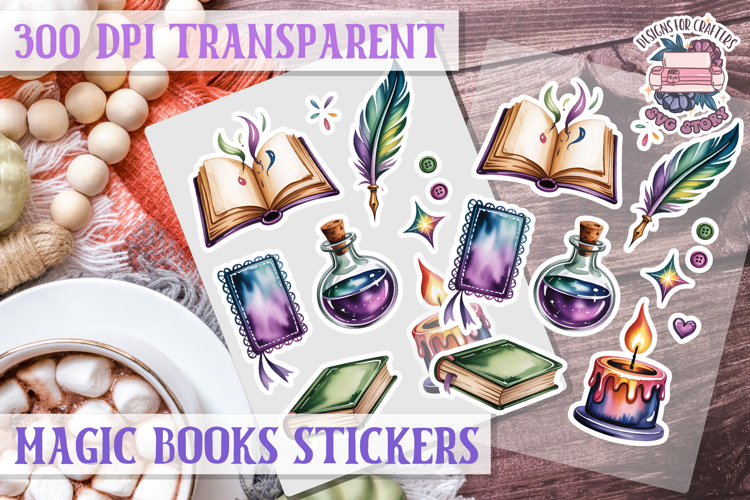 Magic Books sticker sheet Rainbow Love Read PNG Book Lovers
