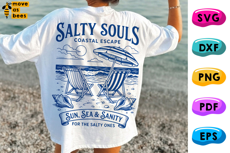 Salty Souls Coastal Escape SVG, PNG, Summer Vacation Shirt