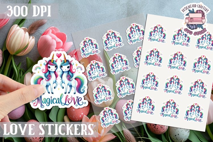 Love sticker Sheet Valentine Day Cute Animals Quote PNG