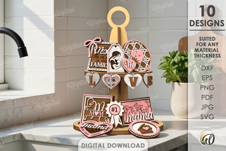 Mothers Day Tiered Tray Decor Laser Cut. Mothers Day SVG