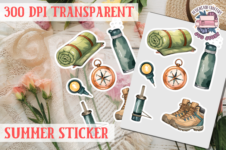 Summer sticker Cute flowers Love Picnic Beach Spring example image 1