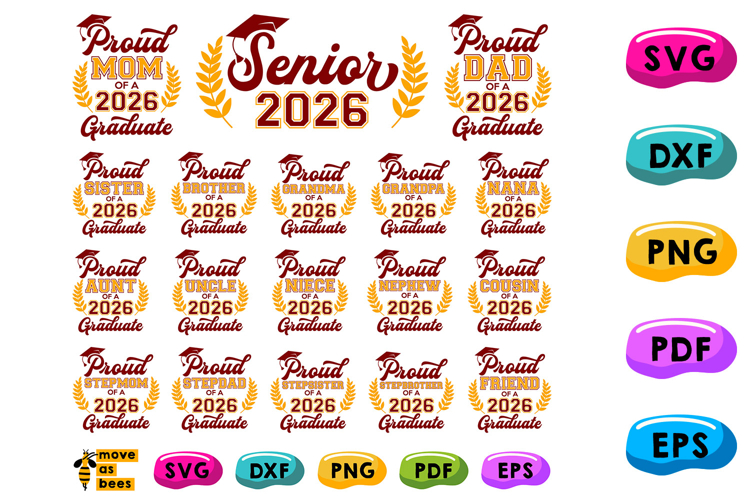 Proud Family Of A 2026 Graduate Svg, Png, Bundle, Mom, Dad