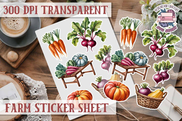 Farm sticker sheet Harvest Scrapbook PNG Vegetables Cozy