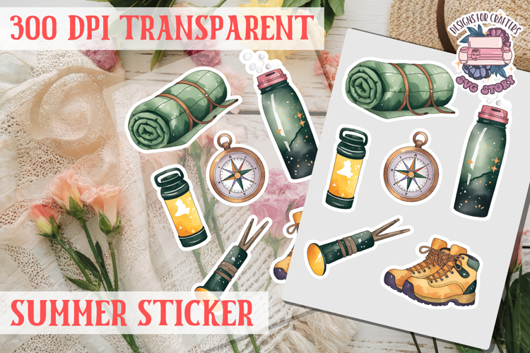Summer sticker Cute flowers Love Picnic Beach Spring example image 1