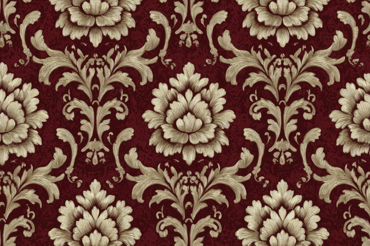 Classic Red and Gold Damask Pattern Background Wallpaper