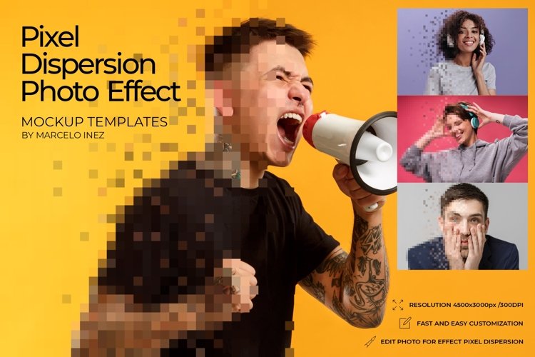 Pixel Dispersion Photo Effect Mockup example image 1