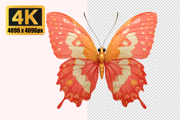 Pink and Orange Butterfly Transparent PNG