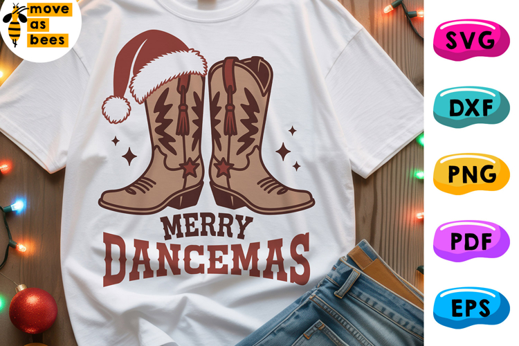 Merry Dancemas Svg, Png, Cowboy Boots Christmas, Dance Shirt