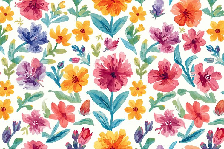 Hand Painted Watercolor Floral Background example image 1