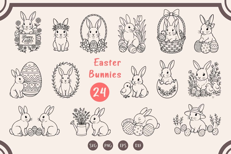 Easter Bunny SVG Bundle Cute Easter Clipart   SVG Files