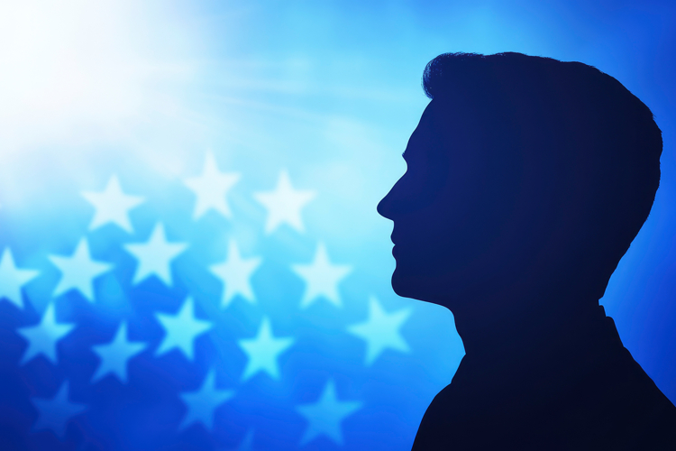 Silhouette of Man with Star Background
