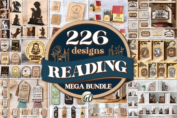 3D Reading Mega Bundle Lasercut. Books SVG. Library decor