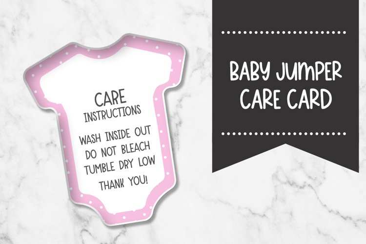 Baby Jumpsuit Care Card |Pink Polka Dots example image 1