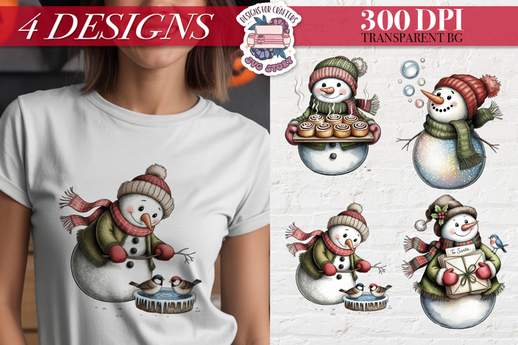 Funny Christmas Snowman Clipart Sublimation 4 PNG