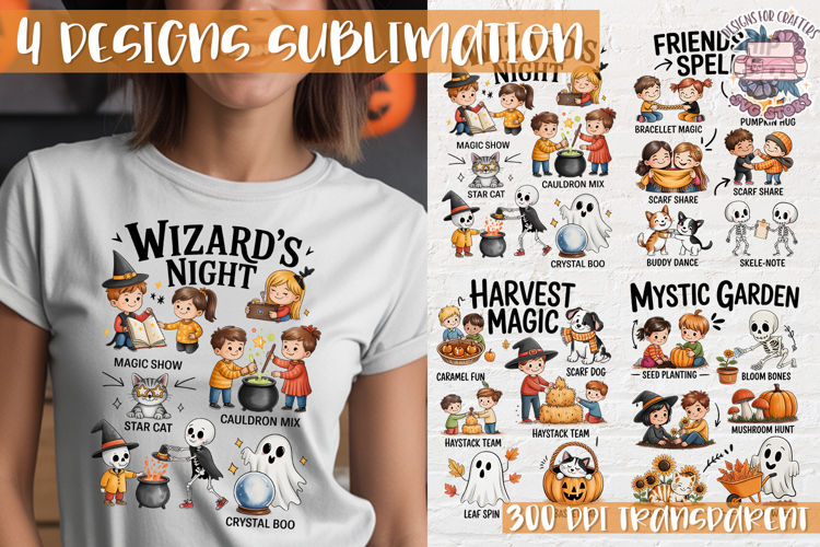 Cute Halloween Clipart PNG Sublimation Cozy Ideas 4 Designs