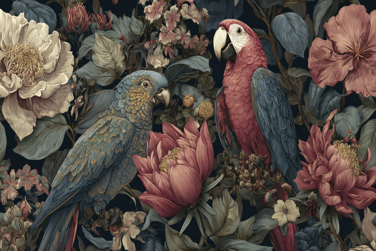 Tropical Forest With Parrot Background