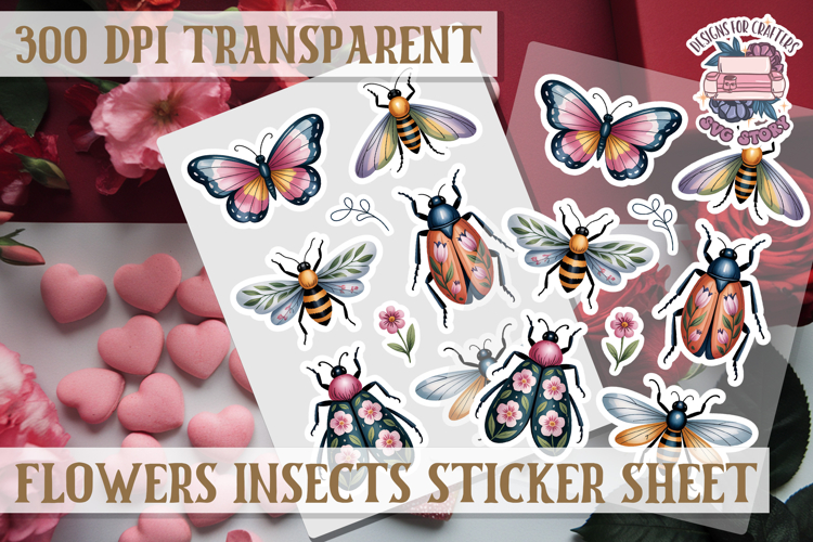 Flowers Insect sticker sheet Bugs Scrapbook PNG Butterfly