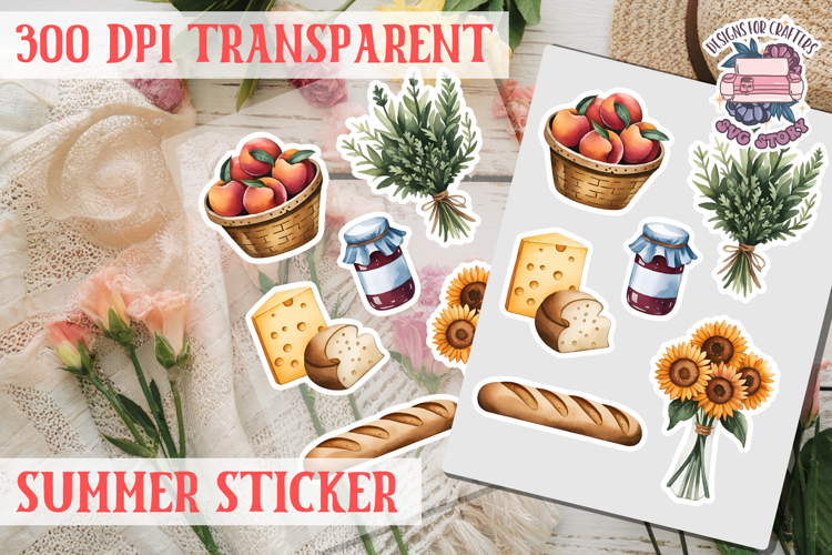 Summer sticker Cute flowers Love Picnic Beach Spring example image 1