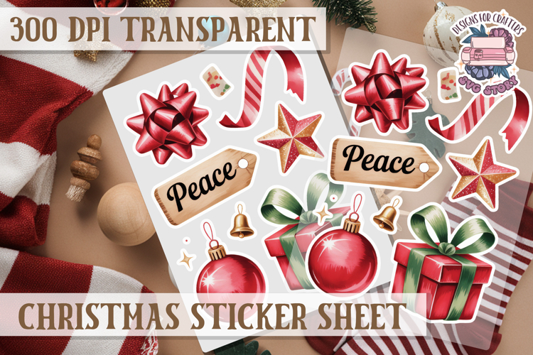 Christmas Sticker Sheet Watercolor Winter Holiday PNG
