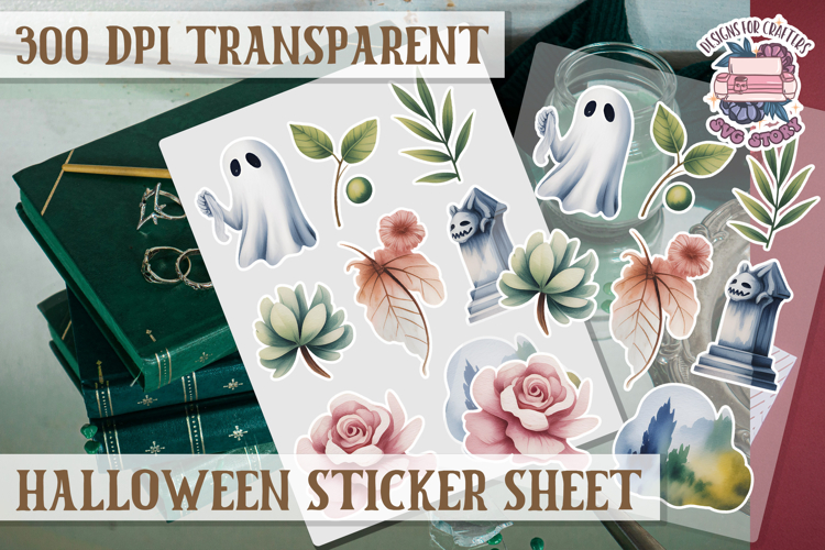 Halloween sticker sheet Creepy Scrapbook PNG Funny Skulls
