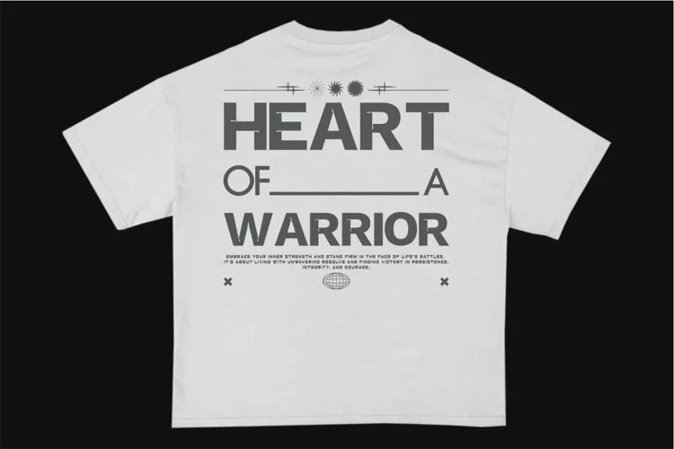 Heart of a Warrior Streetwear Typography T-shirt Design