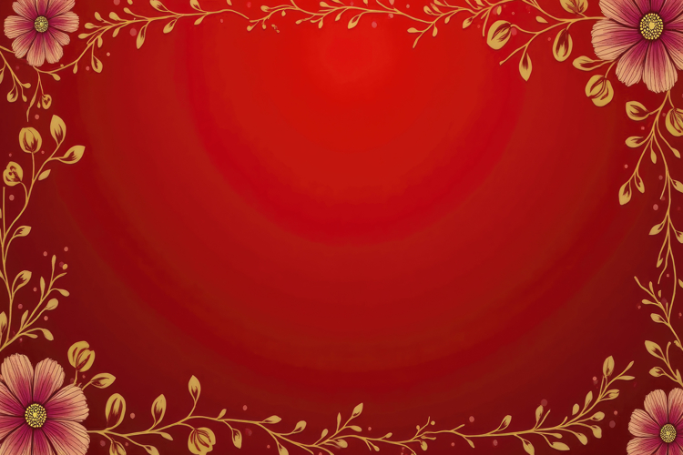 Red Gold Floral Border background