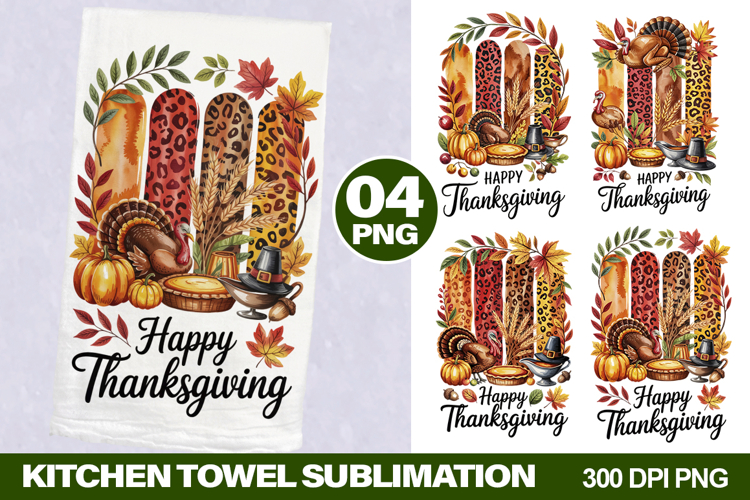 Happy Thanksgiving Kitchen Towel - Thanksgiving Sublimation